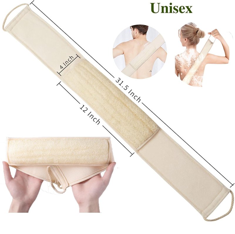 Natural Loofah Back Scrubbers for Use in Shower, Loofah Sponge Luffa Exfoliating Bath Strap, Body Scrubber for Shower Loofah for Men and Women to Clean Your Back Deeply 1 Pack