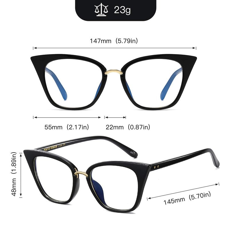 MORESHINE Cute Cateye Blue Light Blocking Glasses For Womens Fashion Computer Clear Eyeglasses Frames Anti Eye Strain (Black+Pink Tortoise)