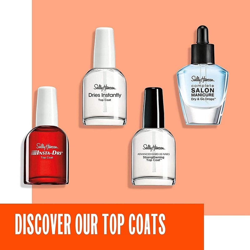 Sally Hansen Top Coat Clear, 0.45 Fl Ounce | Anti-Chip | Insta-Dri | Pack of 2