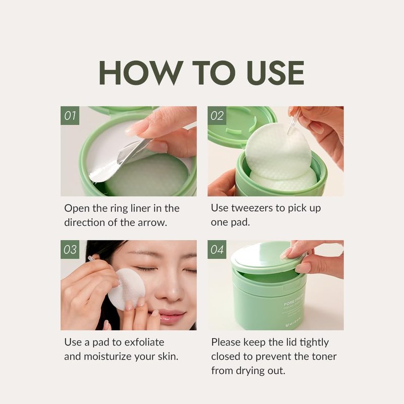MIZON Pore Fresh Peeling Toner Pads AHA BHA PHA with Tea Tree & Turmeric Extracts, Gentle Exfoliation & Deep Cleansing, Korean Peeling Pads Cotton Soothing Exfoliating Pore Tightening (60 PCS)