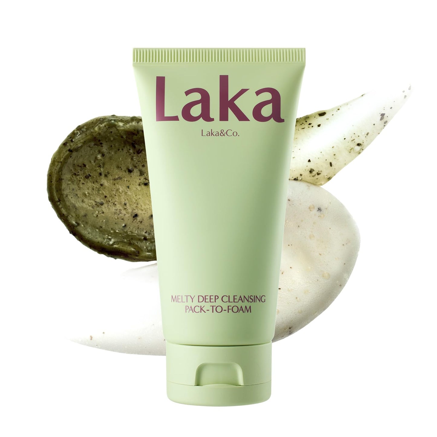 Laka Melty Mugwort Cleansing Face Mask, 120ml/4.05 fl.oz, Pack to Foam Formula with Mochi Texture, Facial Cleanser for Pores, Blackheads, Whiteheads, Korean Skincare