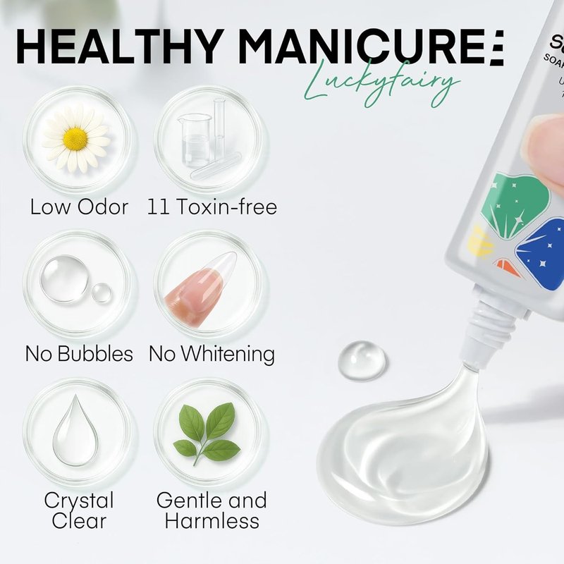 Luckyfairy Nail Glue - 40ml Super Strong Soft Solid Gel for Press-On & Acrylic Nails | Durable & Mess-Free