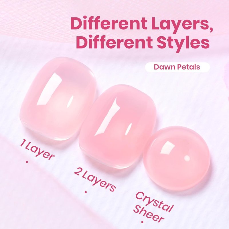 Beetles Dawn Petals Nude Pink Gel Polish - 15ML Soak Off Neutral Jelly Nail Polish for DIY Manicure | Sheer Translucent Base Color