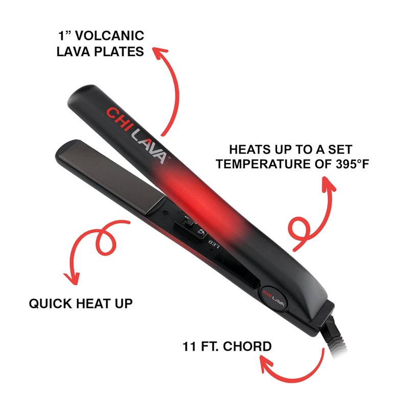 CHI Lava Ceramic 1″ Flat Iron | Volcanic Lava Plates for Smooth Styling, 11 ft Swivel Cord