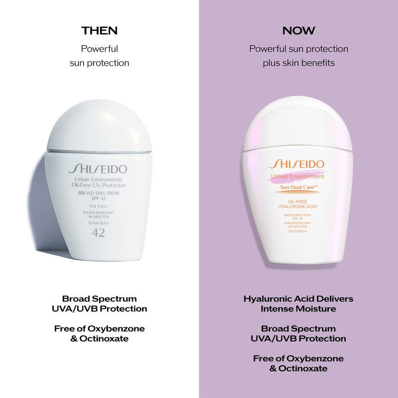 Shiseido Urban Environment Oil-Free Sunscreen SPF 42 - 50 mL - Protects, Hydrates, Mattifies & Works as Face Primer - Water Resistant for 40 Minutes - Non-Comedogenic