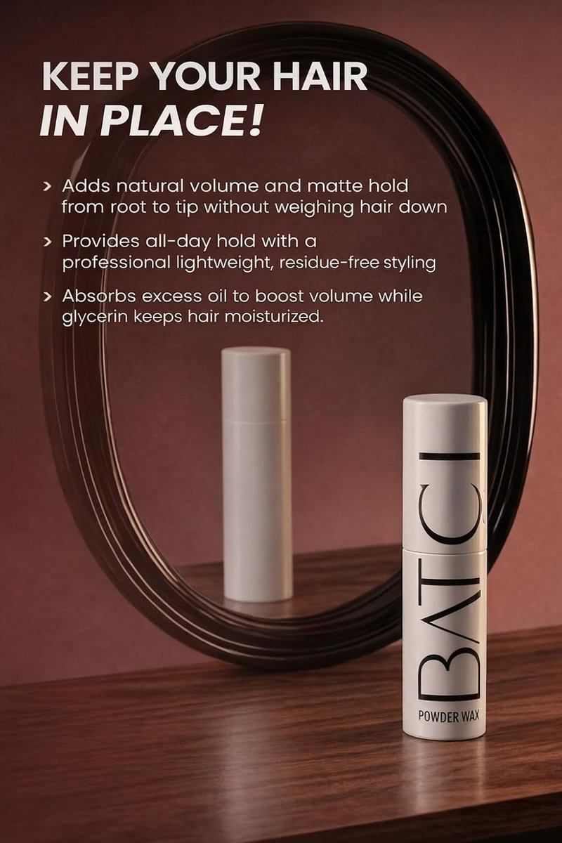 BATCI Powder Wax Hair Texturizing Powder, Lightweight Volumizing Styling Powder with Matte Finish, Medium Hold for Short to Medium Hair, 0.7 Oz