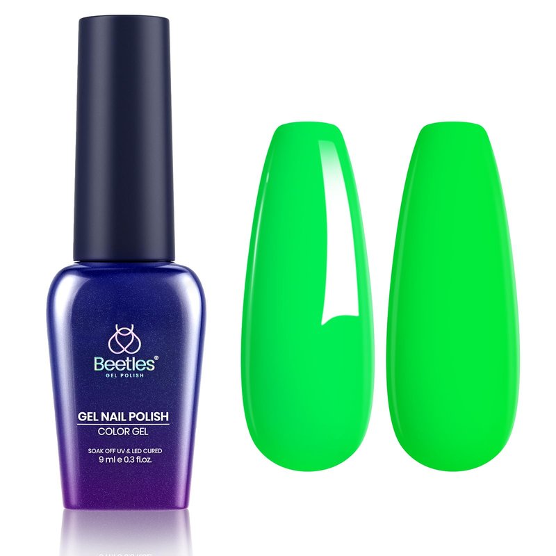 Beetles Green Gel Nail Polish, Bright Green Gel Polish Ghost Phantom for Day Nails Art, Soak Off Uv LED Nail Lamp Manicure Salon Gift for Women 0.3Oz