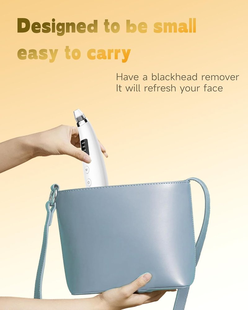 Blackhead Remover Vacuum - Type-C Rechargeable Pore Cleaner with 3 Suction Levels & 6 Probes | Face & Nose Comedone Extractor Tool (White)