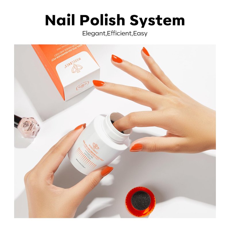 Modelones Acetone-Free Non-Drying Nail Polish Remover Pot with Jojoba Oil and Extra Sponge-Top Lid, Fingernail Polish Removal Gentle Formula for Salon & Home Nail Art 3.52 Fl Oz