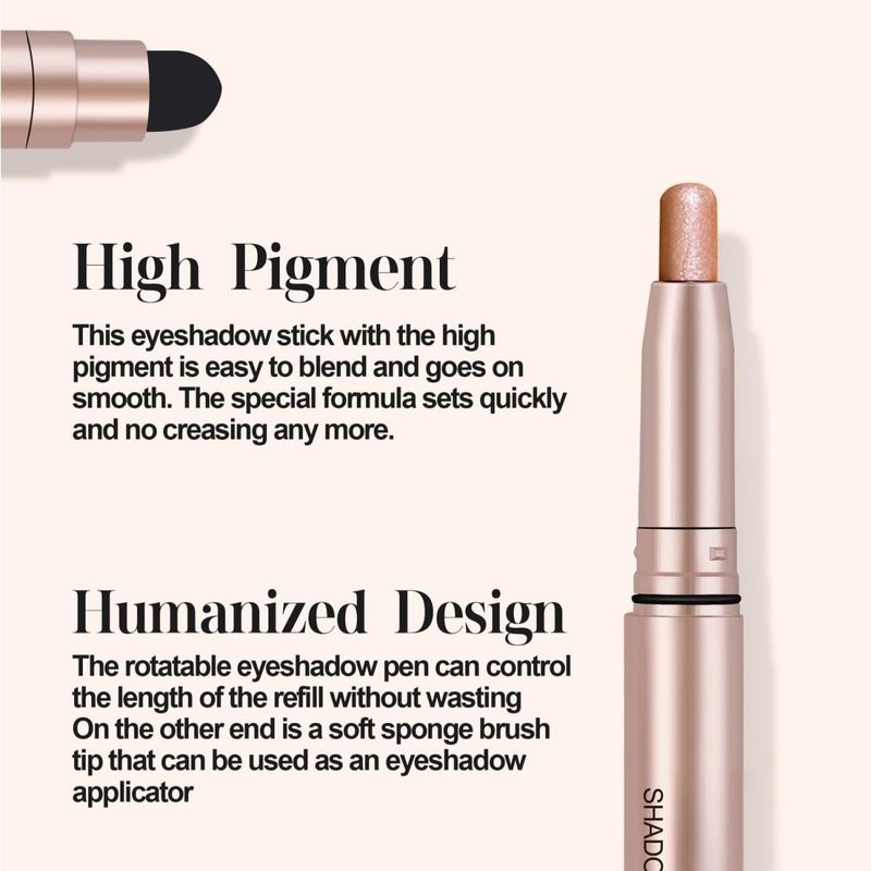 ONarisae Eyeshadow Sticks Long-Lasting Cream Shimmer Finish Easy Apply with Built-in Smudger Blendable Light Brown