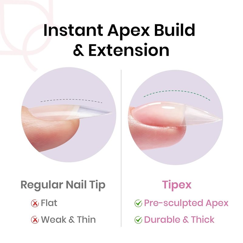 Beetles Instant Apex Nail Tips - Medium Almond, 192pcs, 16 Sizes 00-14 | Thicker Strong Acrylic for DIY Extensions