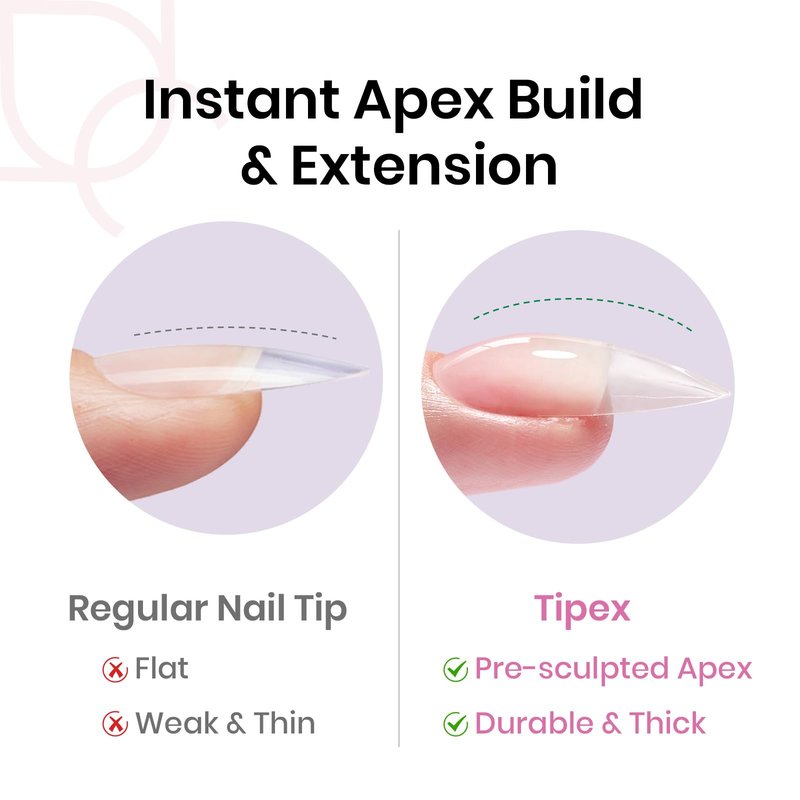 Beetles Tipex Instant Apex Nail Tips, 512Pcs Medium Oval Almond Pre-building Pre-Sculpted Pre-etched Acrylic Nail Tips Full Cover Press-on False Nail Extension