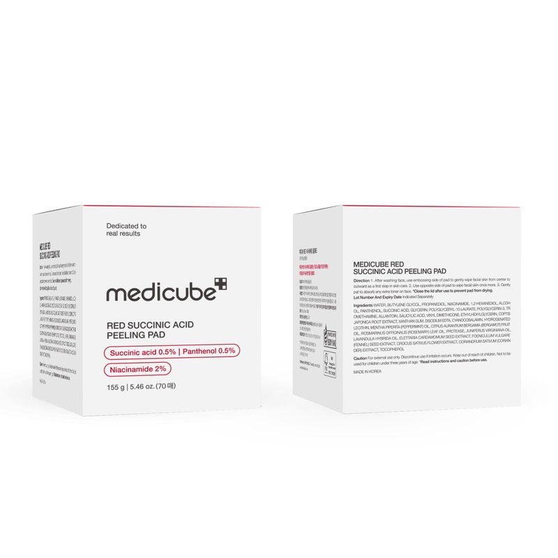 medicube Toner Pads Red Succinic Acid Panthenol Facial Peeling Pad | Exfoliating Toner Pad for Breakout-Prone Skin | Niacinamide, AHA, BHA, and Soothing Panthenol - Non-Comedogenic, 70 Pads (1 Pack)