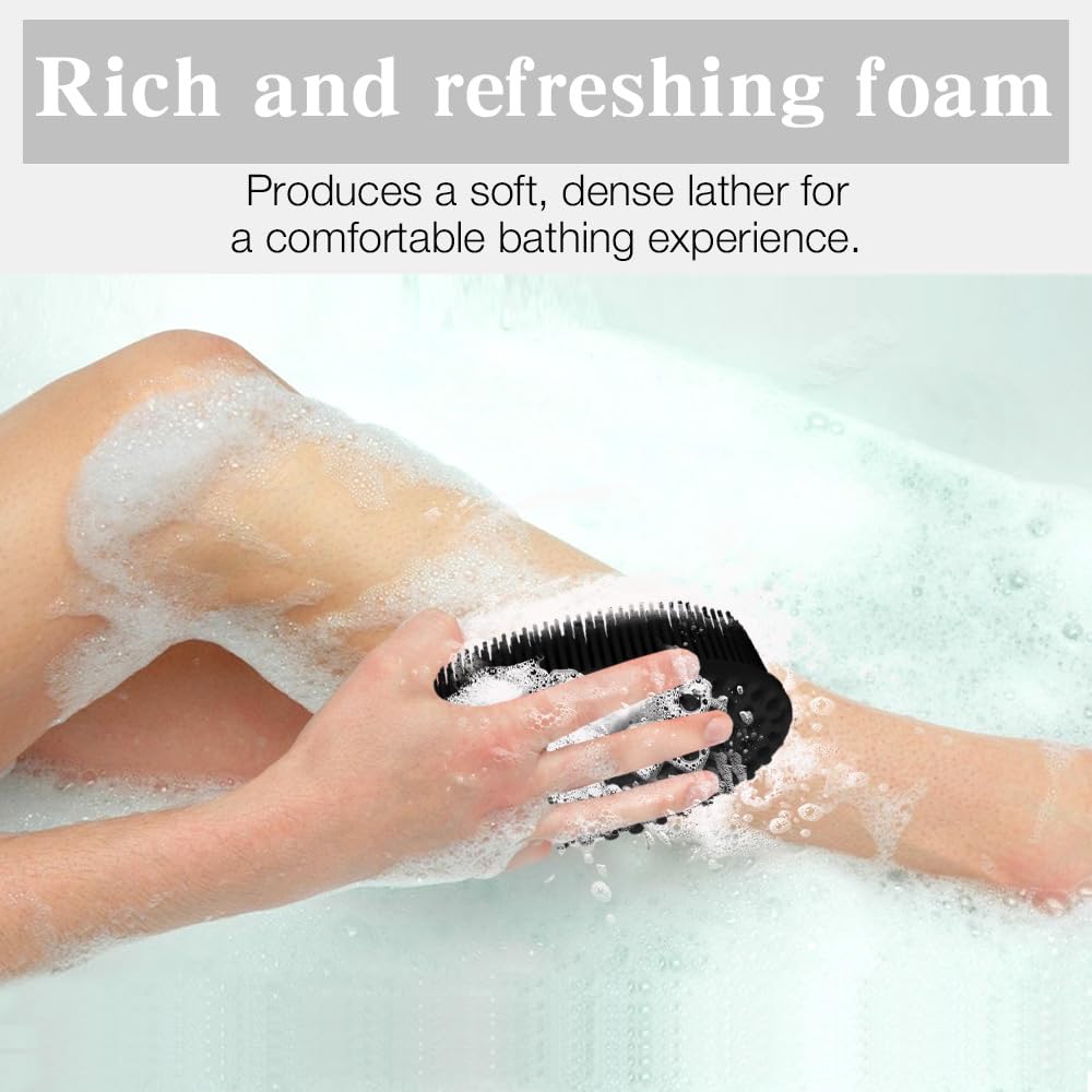 Cutiland 2 Pack Silicone Body Scrubber with Loofah Exfoliating Soft Body Shower Scrubber for Body, 2 in 1 Bath and Shampoo Wash Brush for Skin Exfoliation Men Women (Green&Black)