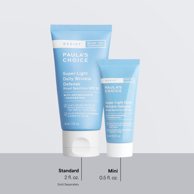Paula's Choice RESIST Super-Light Daily Wrinkle Defense Mineral Sunscreen, SPF 30 Face Sunscreen for Oily Skin, Matte Tinted Face Moisturizer, UVA/UVB Protection, Fragrance-Free, 0.5 Fl Oz