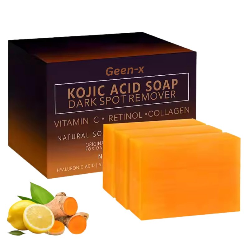 Kojic Acid Turmeric Soap Bar - 3-Pack with Vitamin C, E, Retinol & Collagen | Moisturizing Shea Butter & Olive Oil