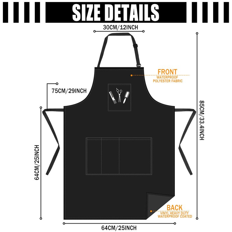 Janmercy 4 Pcs Hair Stylist Apron with 4 Pockets Waterproof Salon Aprons for Hairdresser Cosmetologist Apron(Black)