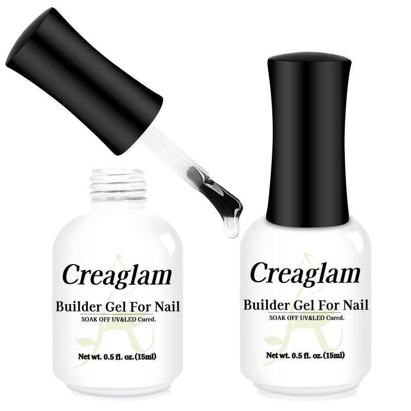 Creaglam Women Builder Gel for Nails: 2Pcs 7 in 1 Clear Builder Nail Gel Set for Fast Nail Art Set DIY Home Manicure - 15ml Extension Strengthener for Nails Art Design
