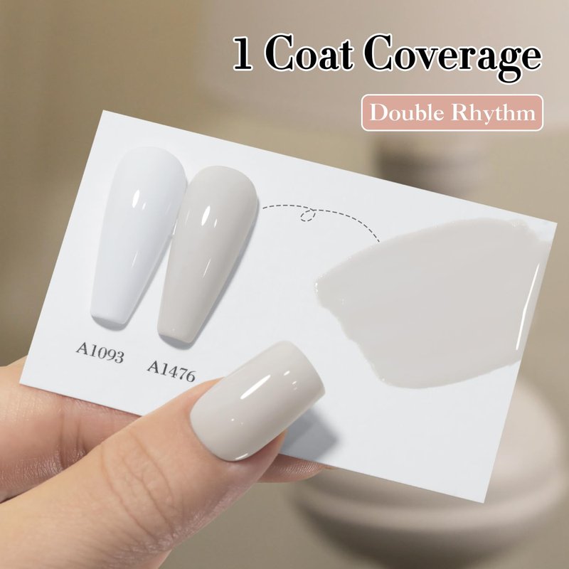 Double Rhythm 15ML Gel Polish Pure Sheer Same Color Same Bottle Soak Off Gel Polish Art Manicure Salon DIY at Home for Women (Gray White-A1476)