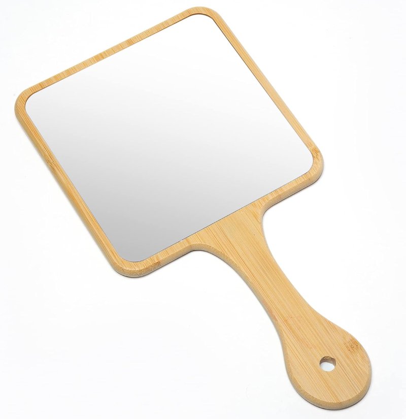 Natural Bamboo Handheld Mirror - Portable Single-Sided Travel Vanity Mirror for Men & Women | 6.3" W x 11.8" L