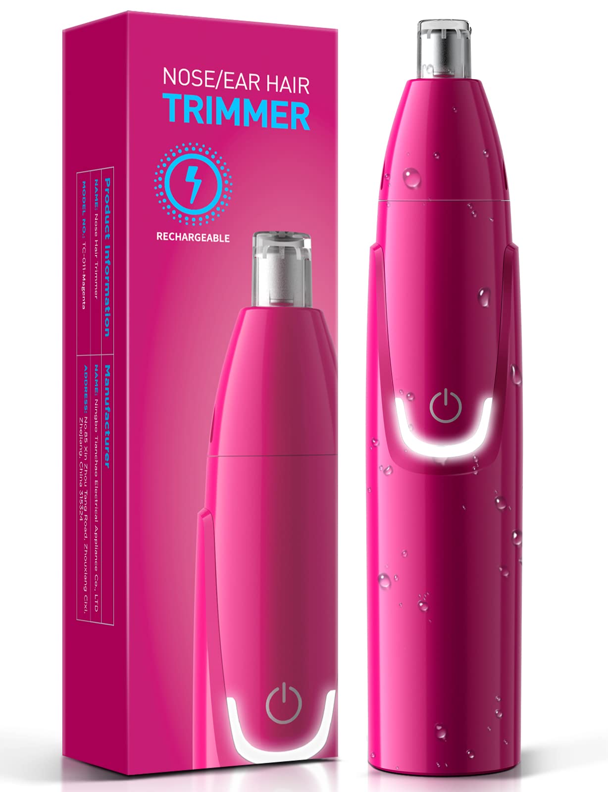 ZORAMI Rechargeable Ear and Nose Hair Trimmer - 2026 Professional Painless Eyebrow & Facial Hair Trimmer for Men Women, Powerful Motor and Dual-Edge Blades for Smoother Cutting Magenta