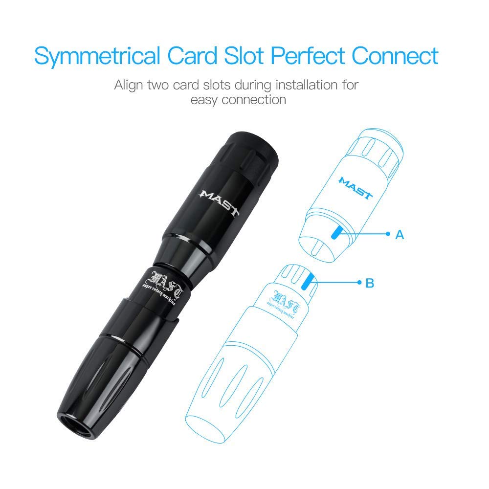 Mast Tour Cordless Tattoo Pen Machine Kit, Professional Rotary Cartridges Tattoo Gun, Replacement Tattoo Battery Power Supply QP-001