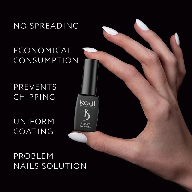 Kodi Professional Rubber Base Gel - Soak-Off Gel Polish for Natural Nails | Strong Adhesion & Flexibility, Clear 8ml (0.27 fl oz)