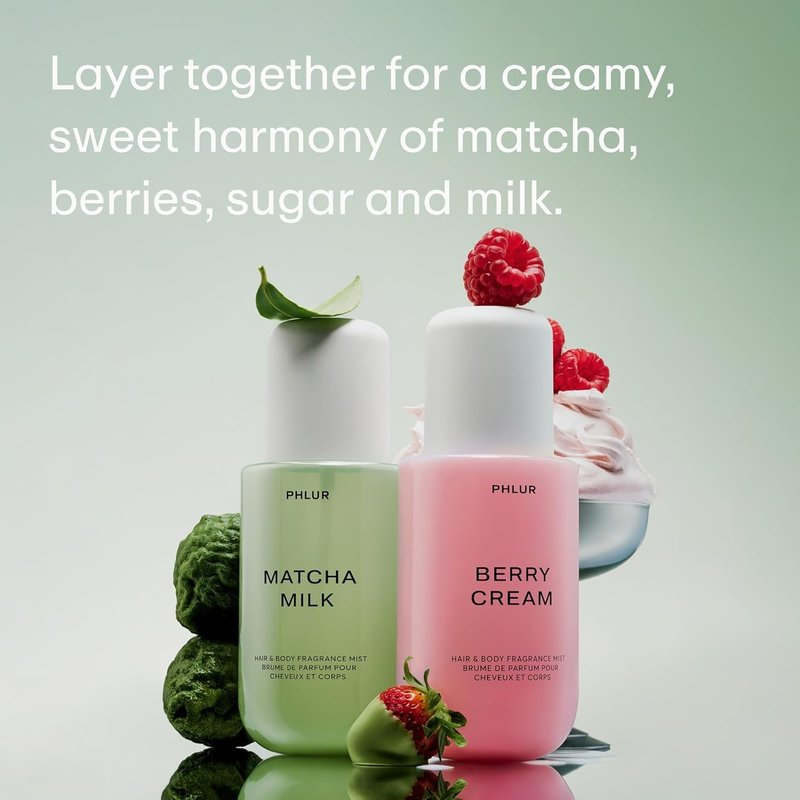 PHLUR Berry Matcha Latte Body Mist Set - Luxurious Hair & Body Perfume for Women | 8 Fl Oz Each