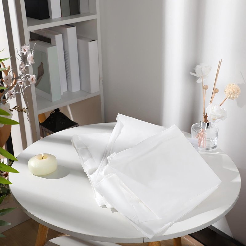 Oudain 50 Pcs Disposable Fitted Sheets with Elastic, Waterproof Oilproof 39 x 87'' Disposable Massage Bed Sheets Covers for Spa Beauty Salon(White)