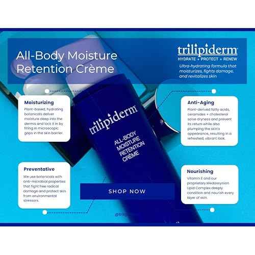 Trilipiderm All-Body Moisture Retention Cr?me ? 2-PACK of 8 Ounce Airless Pump Bottles ? Plant-Based All-Day Lightweight Hydration for Body and Face, Meadowfoam, Lipid Replacement