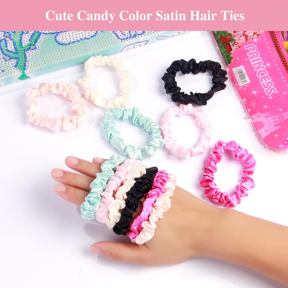 Heniho 3pcs Satin Bonnets for Kids Sleeping, Cute Hair Bonnet with Scrunchies for Girls Curly Hair, C