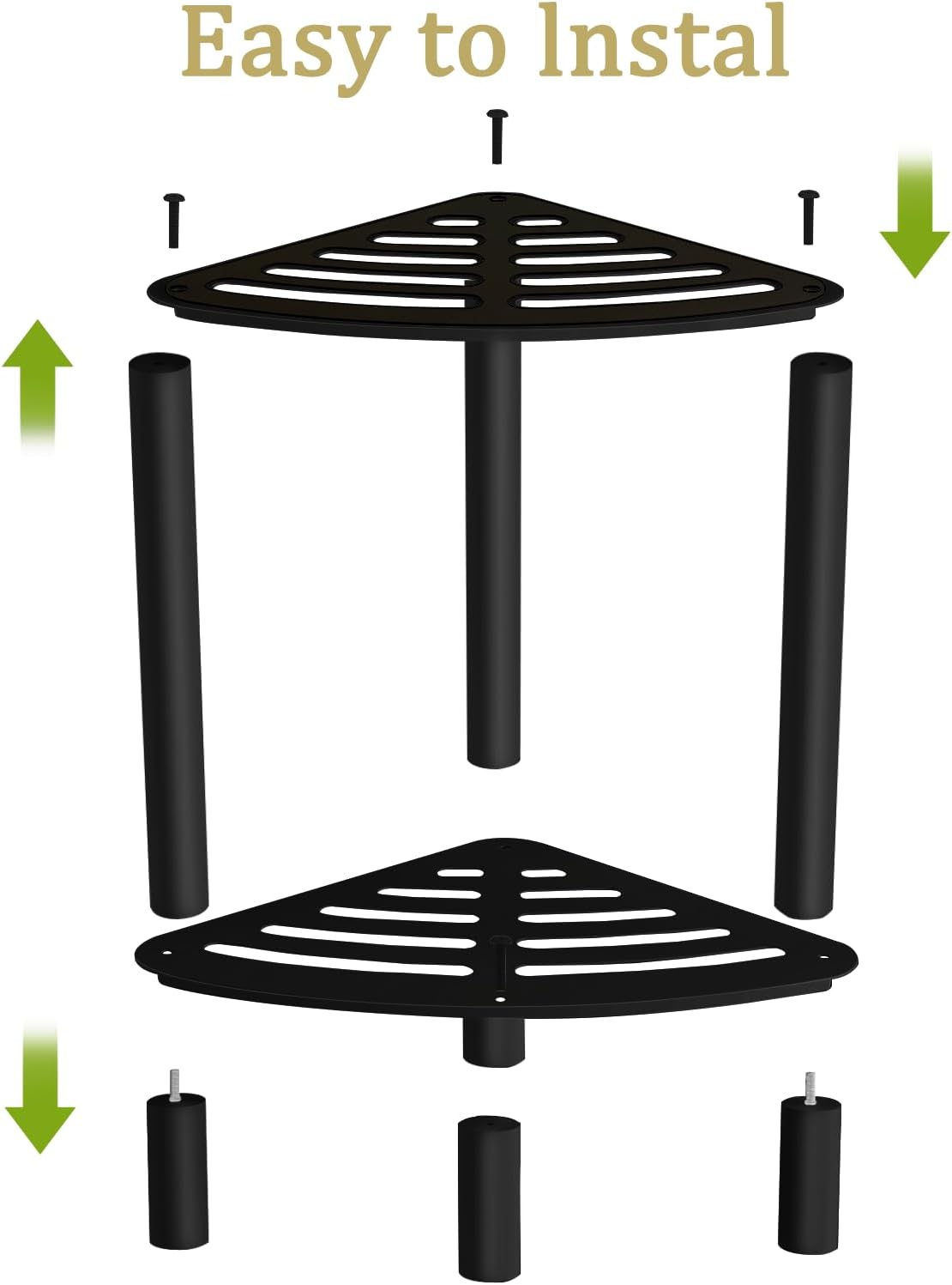 VOTZAAQ Stainless Steel Shower Stool - Double Layer Corner Bench | Matte Black Foot Rest for Small Bathrooms