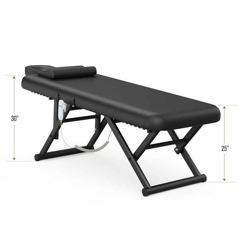 Electric Stationary Massage Table - Adjustable Massage Table with Manual Adjustable Backrest & Electric Leg Height , Treatment Tables with C-Shaped Pillow, Metal X-Frame, PU Leather for Beauty, Spa