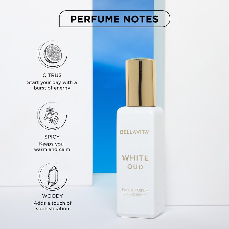Bellavita Luxury White Oud Eau de Parfum - Travel Size 20 ml | Unisex Fragrance with Fruity and Tobacco Notes