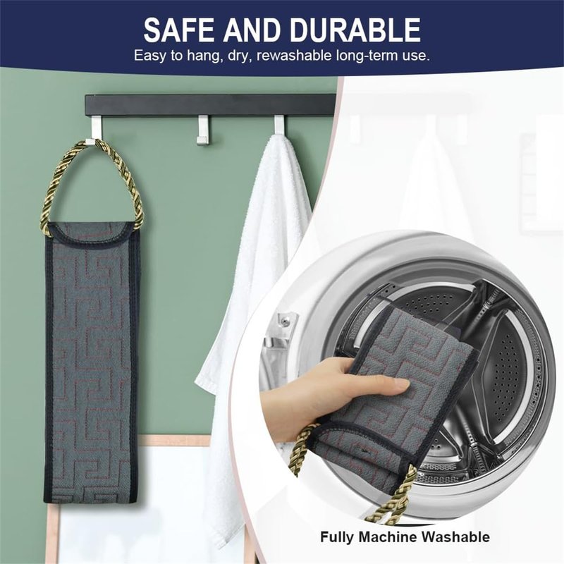 Exfoliating Back Scrubber for Shower, 34 Inches Back Scrubber with Handles, Double Sided Body Exfoliator Bath Tool, Exfoliating Washcloth to Scrub Your Body Deeply for Men & Women (Gray)