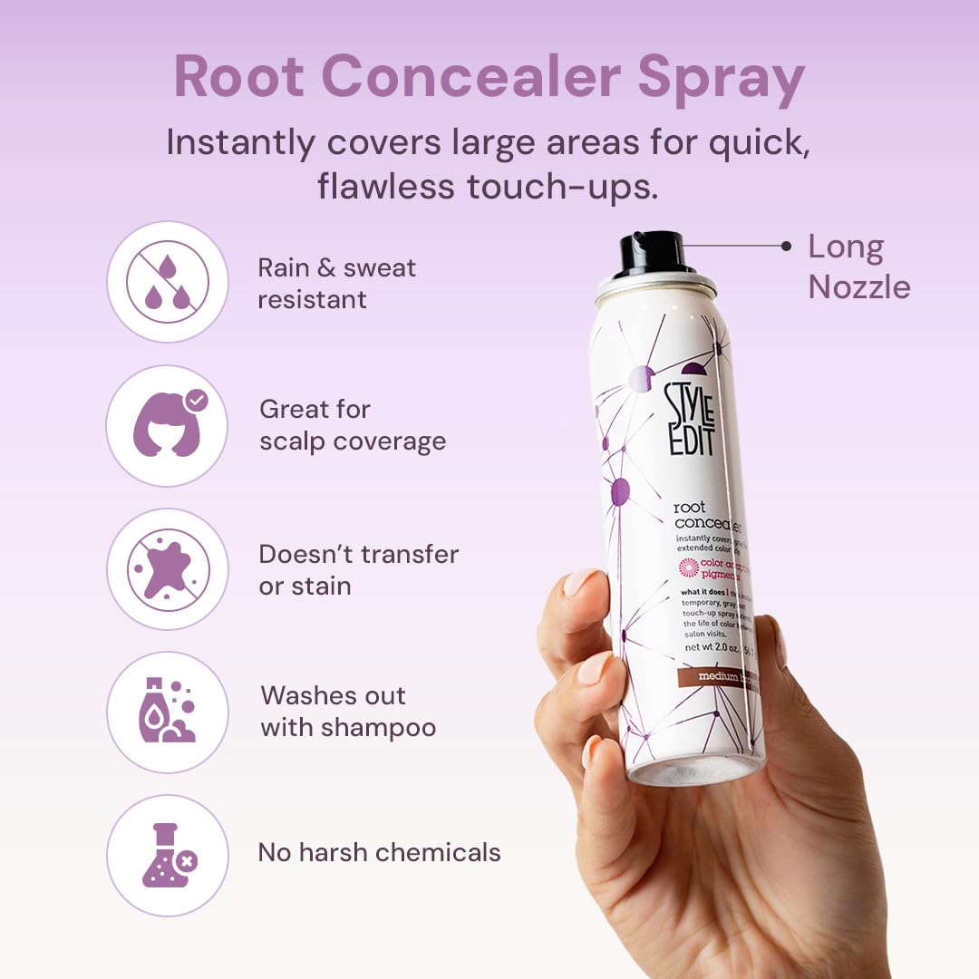 Style Edit Root Touch Up Spray - Temporary Gray Hair Concealer | Salon-Quality, Transfer-Resistant | Auburn, 0.75 oz
