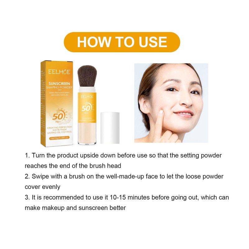 Dulele Sunscreen Setting Powder, 2PCS Mineral Matte Finish Loose Face Powder, SPF 50, Natural, Translucent, Oil Control, Minimizes Fine Lines & Pores