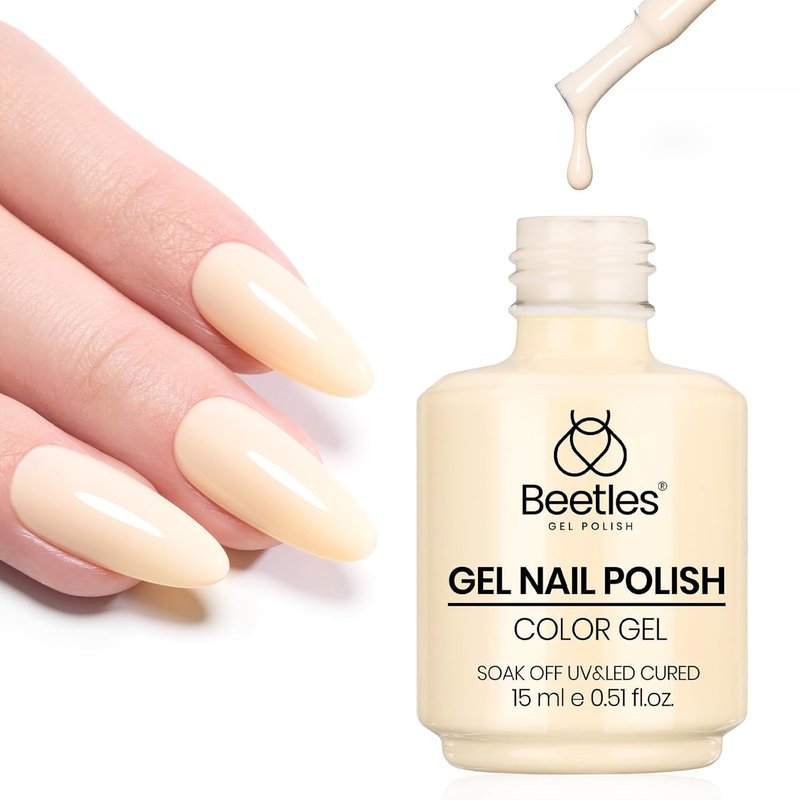 Beetles Yellow Gel Nail Polish - Soft Butter Yellow UV Soak Off | 15ML Long-Lasting Pastel Nail Art