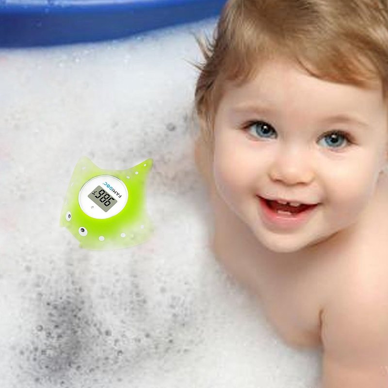 Baby Bath Thermometer with Room Thermometer - Famidoc FDTH-V0-22 New Upgraded Sensor Technology for Baby Health Bath Tub Water Temperature Floating Toy (Green)