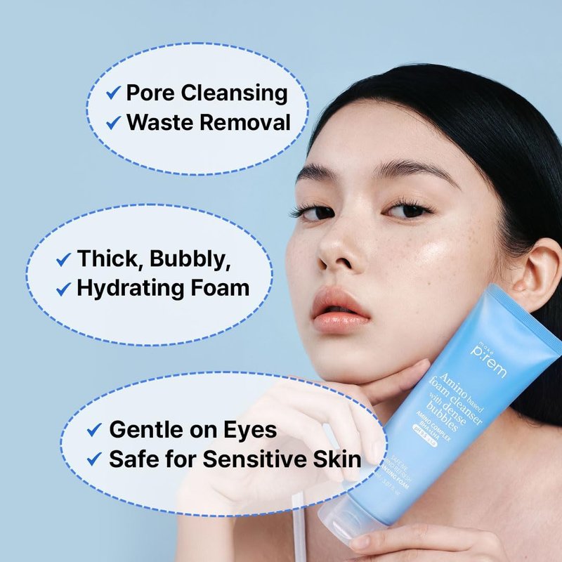 MAKE P:REM Safe Me. Amino Refresh Cleansing Foam, Korean Face Wash, Instant Deep Pore Cleansing, Gentle Exfoliation with BHA & LHA, Korean Skin Care, 5.07 Fl Oz, 150ml
