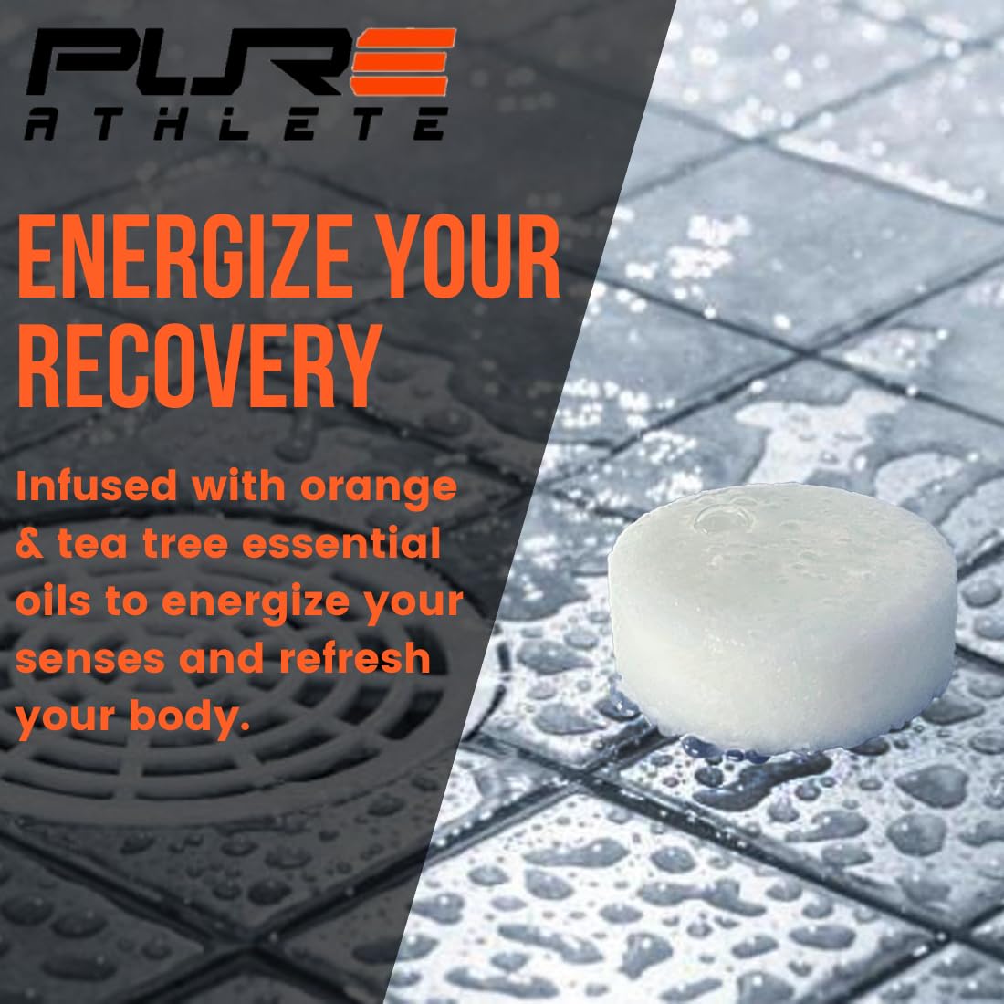 Pure Energizing Sport Shower Steamers - Natural Orange and Tea Tree Essential Oils, Made in USA, Energy Boost for Athletes, Father’s Day Gifts for Runners, Relaxing Birthday Gifts for Self Care