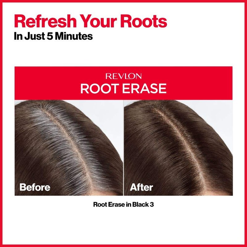 Revlon Permanent Hair Color - At-Home Root Erase Hair Dye for 100% Gray Coverage | Black (3), 3.2 Fl Oz