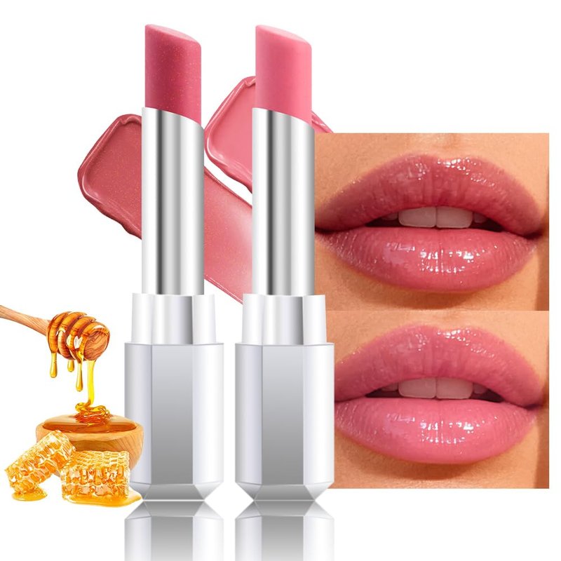 HHLTOH Honey Lipstick Tinted Lip Balm - Shine Moisturizing Lipstick for Women, Natural Nourishing Hydrating Lip Gloss Stain for Dry Lips, Tint Sheer Lightweight Makeup, Vegan - 2Pc Dusty Pink & Pink