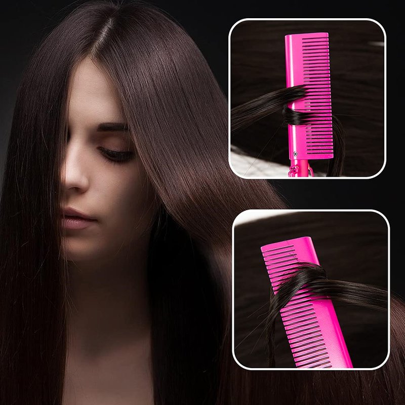 AIHOPESTO Hot Comb Electric Hair Straightener, Ceramic Comb, Security Portable Curling Iron, 3 Temperature Settings, Heat Protection, 1.5m Cord, for Black Hair, African American Hair