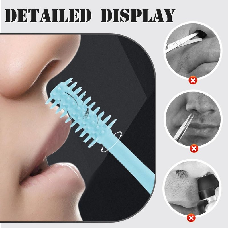Mustowl 2-in-1 Nasal Hair Cutter, 2025 Professional Nose Hair Trimmer with 360° Rotation & Ear Picker, Dual-Blade Manual Nasal Grooming Tool with Soft Cleaning Brush for Men and Women (Blue, 3 PCS)