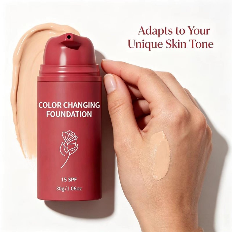 2PCS Color Changing Foundation, Skin Tone Adapting Liquid Foundation for Women, Skin Tone Adapting Liquid Foundation for Natural Finish, Blurs Imperfections & Fine Lines, SPF 15, 1 Fl Oz