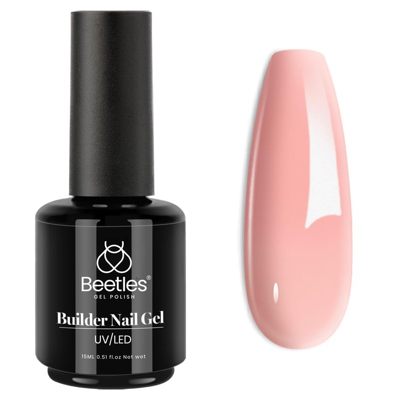 Beetles Builder Gel 15ML, 8 in 1 Builder Strengthener Translucent Nail Extension Pink Nude Builder Nail Gel for DIY Salon at Home,UV LED Lamp Needed