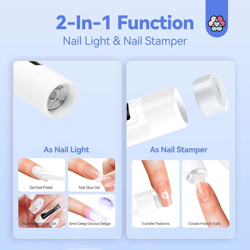 SAVILAND 9W LED Nail Light - Cordless Flash Cure Lamp with LCD Display for Quick Drying Gel Nails