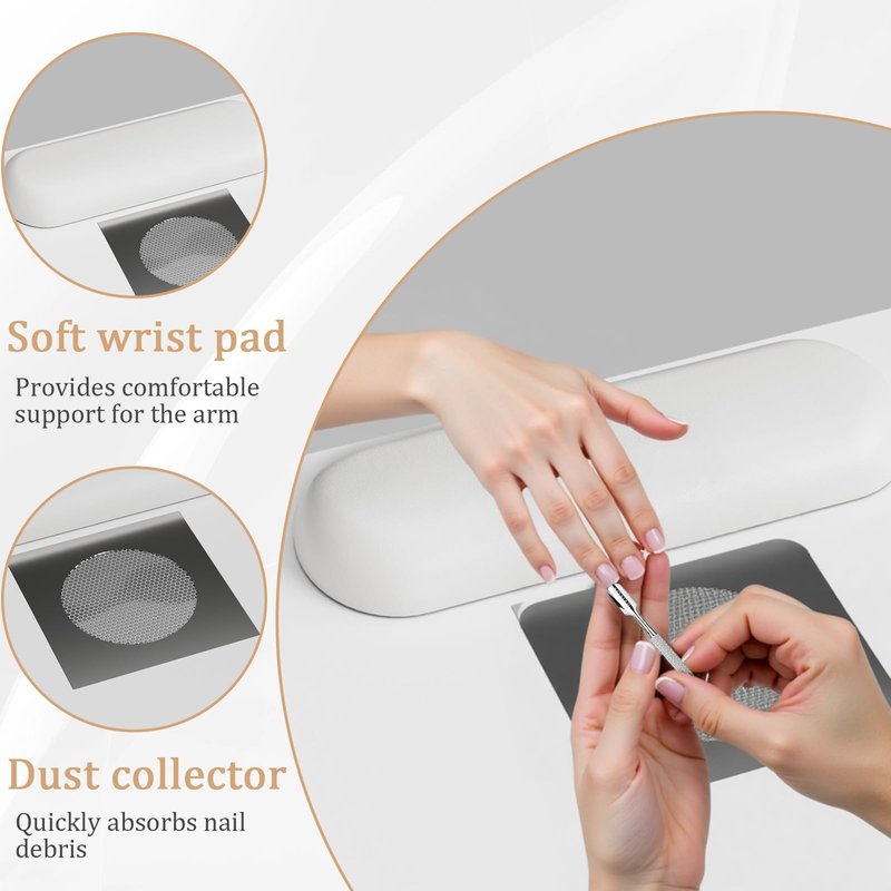 Annzoe Professional Nail Desk for Nail Tech with Storage Cabinet and Fan – Modern Nail Table for Salon, Nail Tech Table with Drawer, Armrest & Dust Collector,Manicure Table Nail Desk