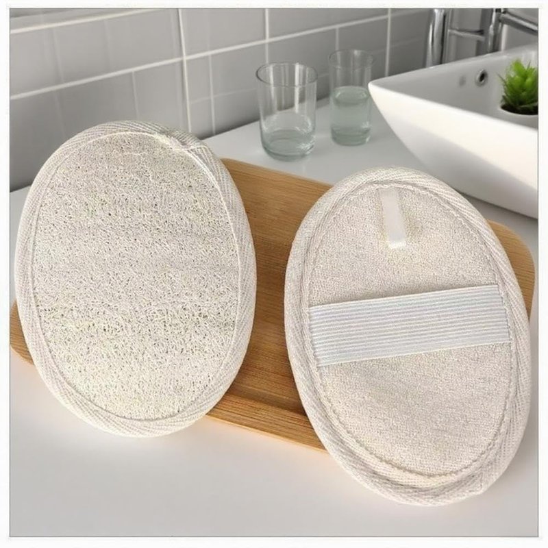 Sriomny 3-Pack Natural Egyptian Loofah Exfoliating Body Scrubber, Eco-Friendly Biodegradable Shower Sponge for Face & Body, Men and Women, Beige